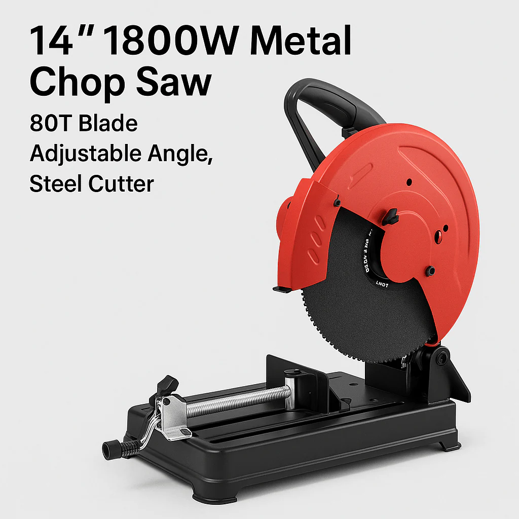 14" 1800W Metal Chop Saw – 80T Blade, Adjustable Angle, Steel Cutter 230908 - Image 3