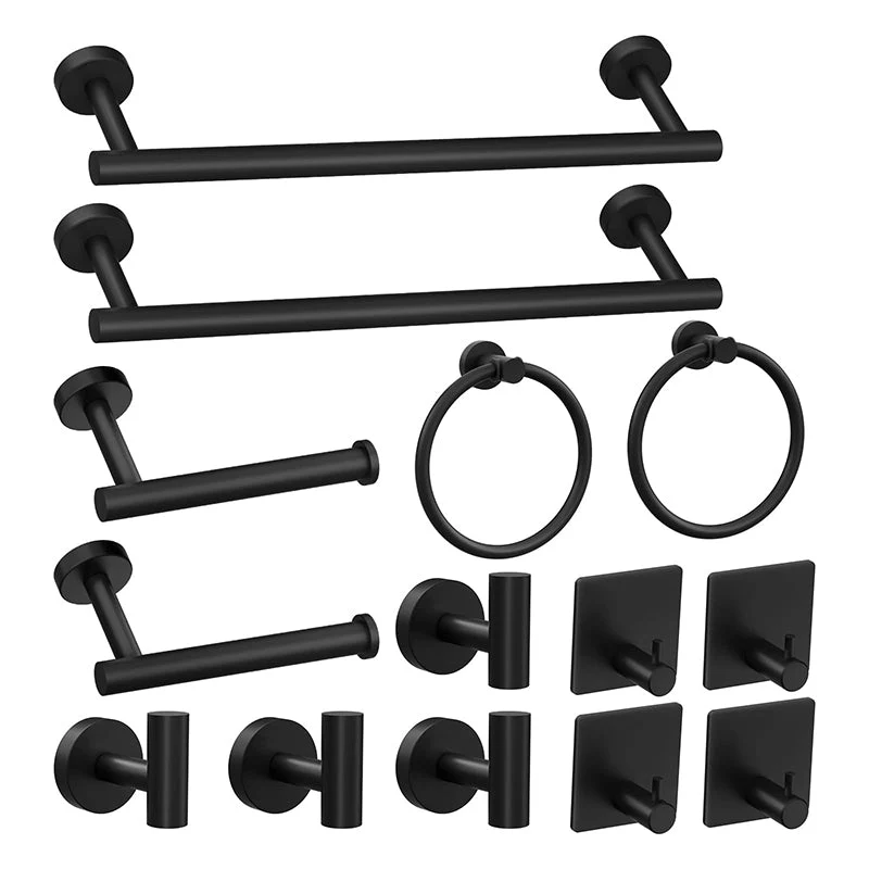 14pc Matte Black Bathroom Hardware Set Stainless Steel Towel Bar Rack Kit BH14R - Image 3