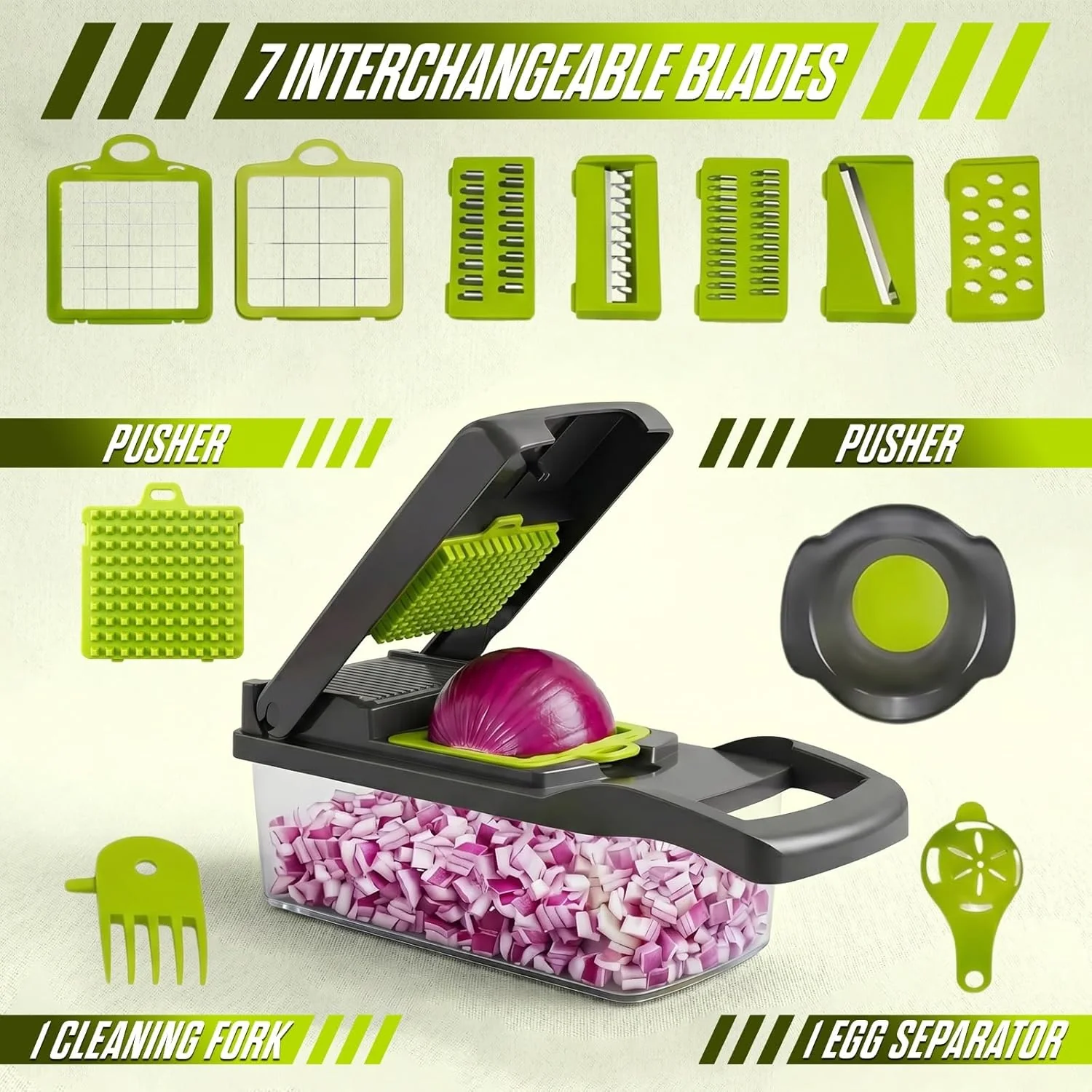 15-in-1 Vegetable Chopper & Slicer Set – Mandoline Cutter with Blades, Peeler & Container | S1310 - Image 2