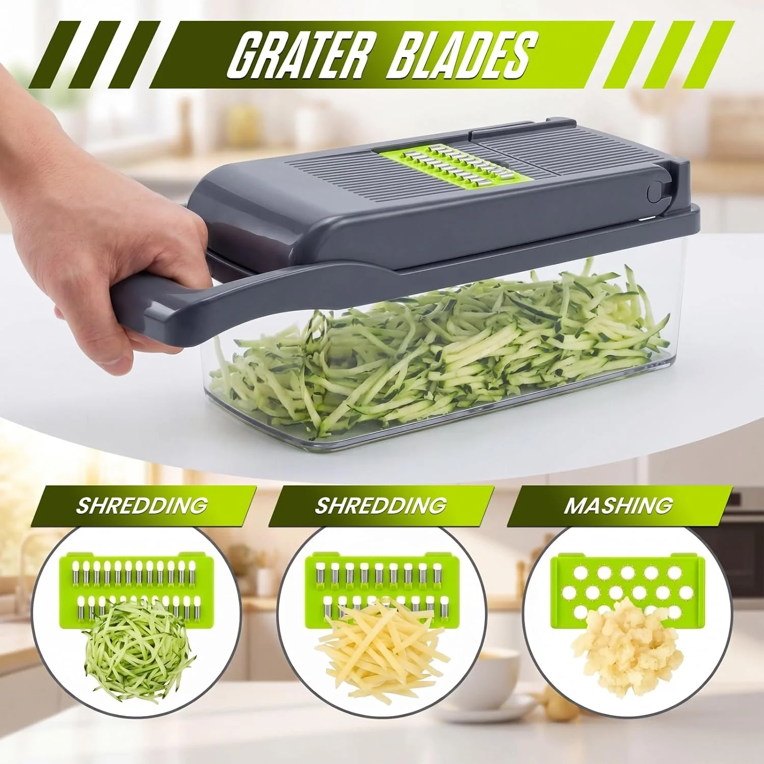 15-in-1 Vegetable Chopper & Slicer Set – Mandoline Cutter with Blades, Peeler & Container | S1310 - Image 4