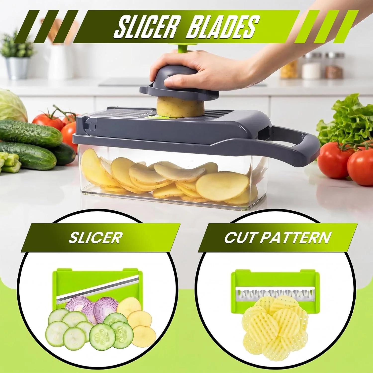 15-in-1 Vegetable Chopper & Slicer Set – Mandoline Cutter with Blades, Peeler & Container | S1310 - Image 5
