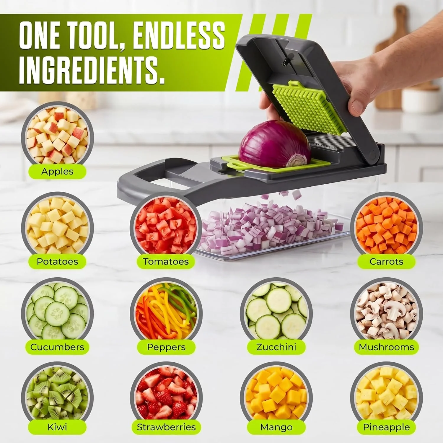 15-in-1 Vegetable Chopper & Slicer Set – Mandoline Cutter with Blades, Peeler & Container | S1310 - Image 7