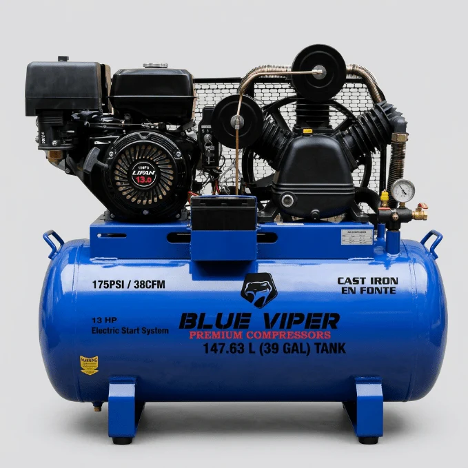 15HP & 13 HP Gas Air Compressor with Electric Start – 66 & 39 Gallon Tank Options | Heavy-Duty Portable Unit - Image 5