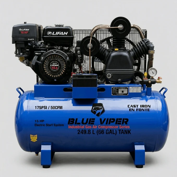 15HP & 13 HP Gas Air Compressor with Electric Start – 66 & 39 Gallon Tank Options | Heavy-Duty Portable Unit - Image 6