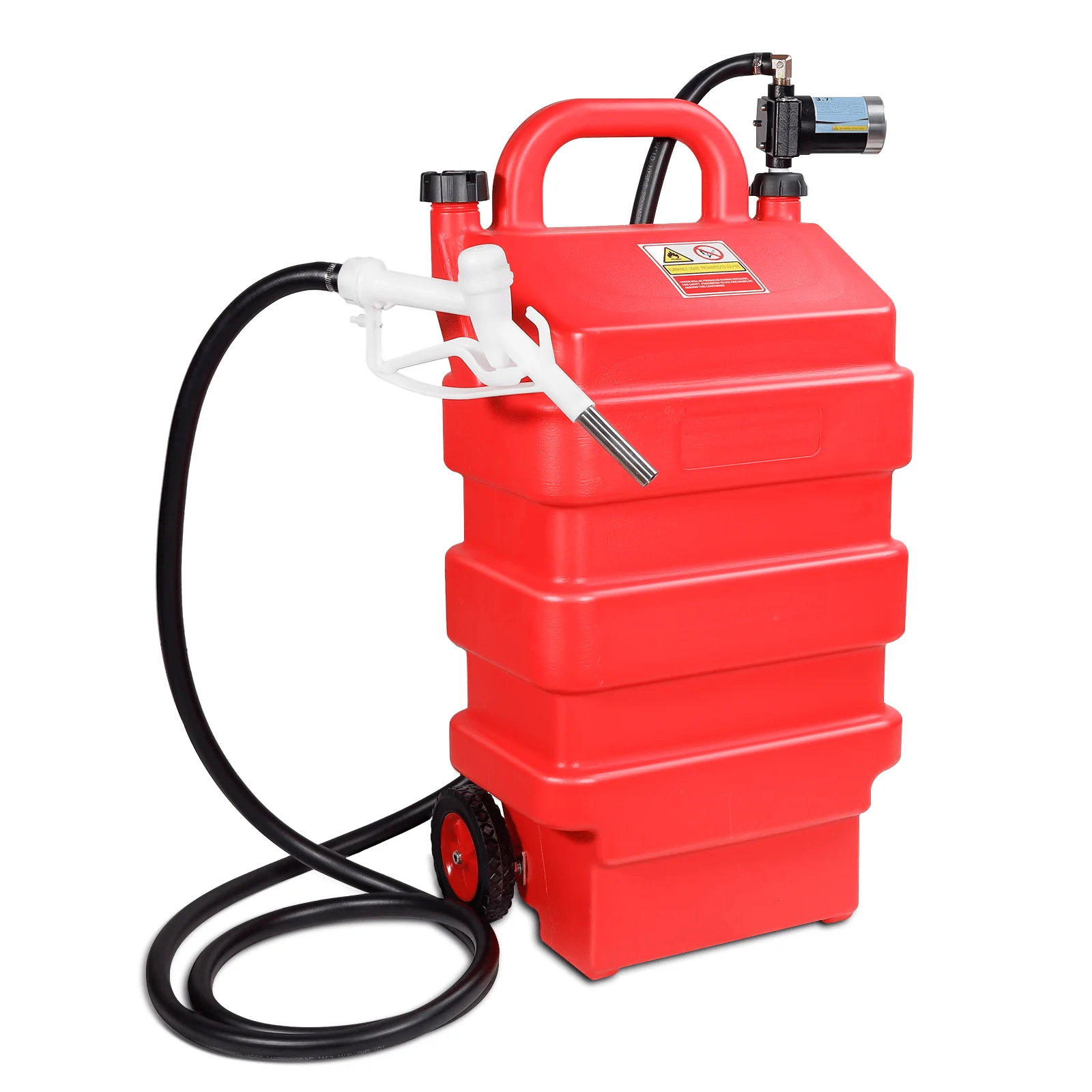 16 Gallon Portable Fuel Caddy with 12V Electric Transfer Pump 3.7 GPM Gas Diesel Tank on Wheels YHM60G