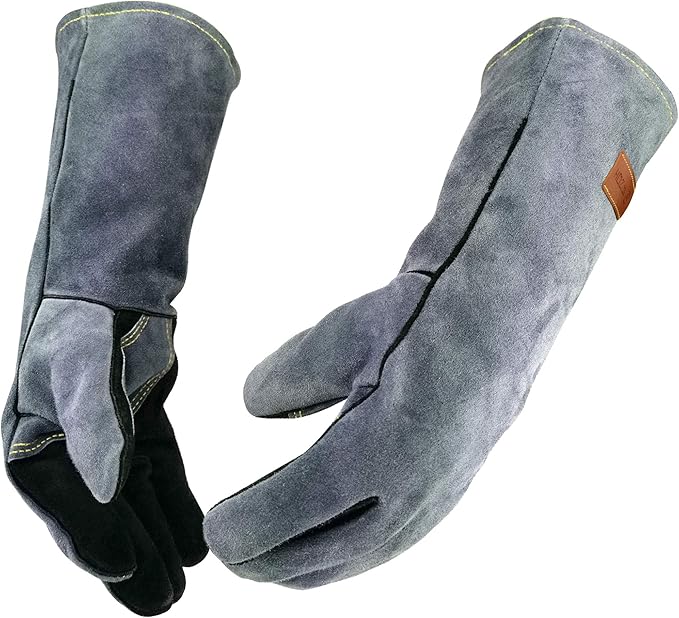 16 Inch Heat Resistant Leather Welding BBQ Gloves 932°F Fire Protection LGW169
