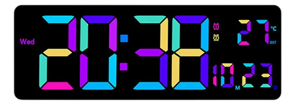 16" LED Digital Wall Clock with Temperature & Date – Auto-Dimmer Night Light Display JXCL16
