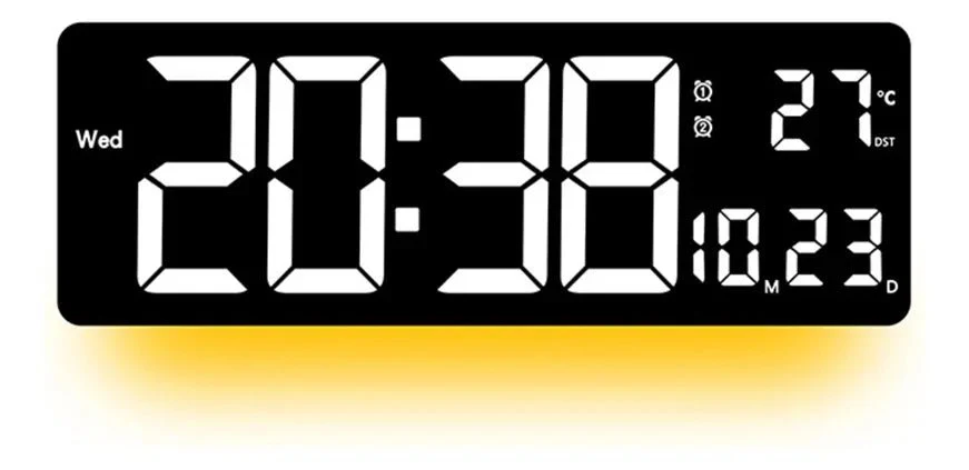 16" LED Digital Wall Clock with Temperature & Date – Auto-Dimmer Night Light Display JXCL16 - Image 2