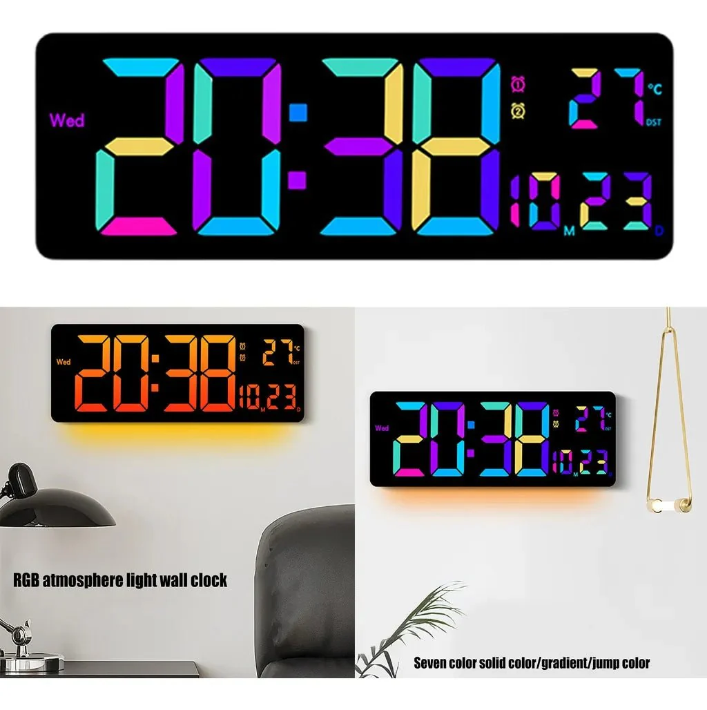 16" LED Digital Wall Clock with Temperature & Date – Auto-Dimmer Night Light Display JXCL16 - Image 5