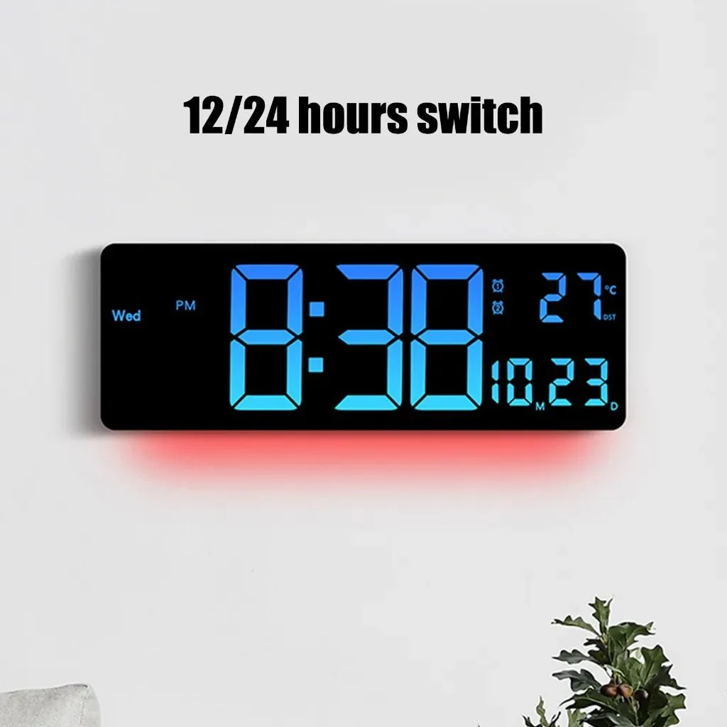 16" LED Digital Wall Clock with Temperature & Date – Auto-Dimmer Night Light Display JXCL16 - Image 8