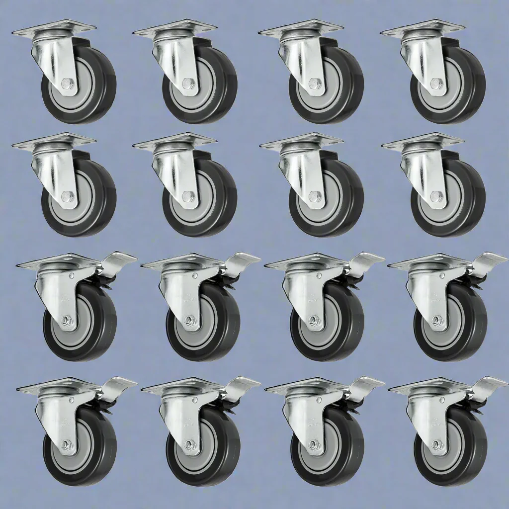 New 16-Pack 4-Inch Rubber Swivel Caster Wheels – Heavy Duty, 360° Rotation, Smooth & Silent Rollers 523668