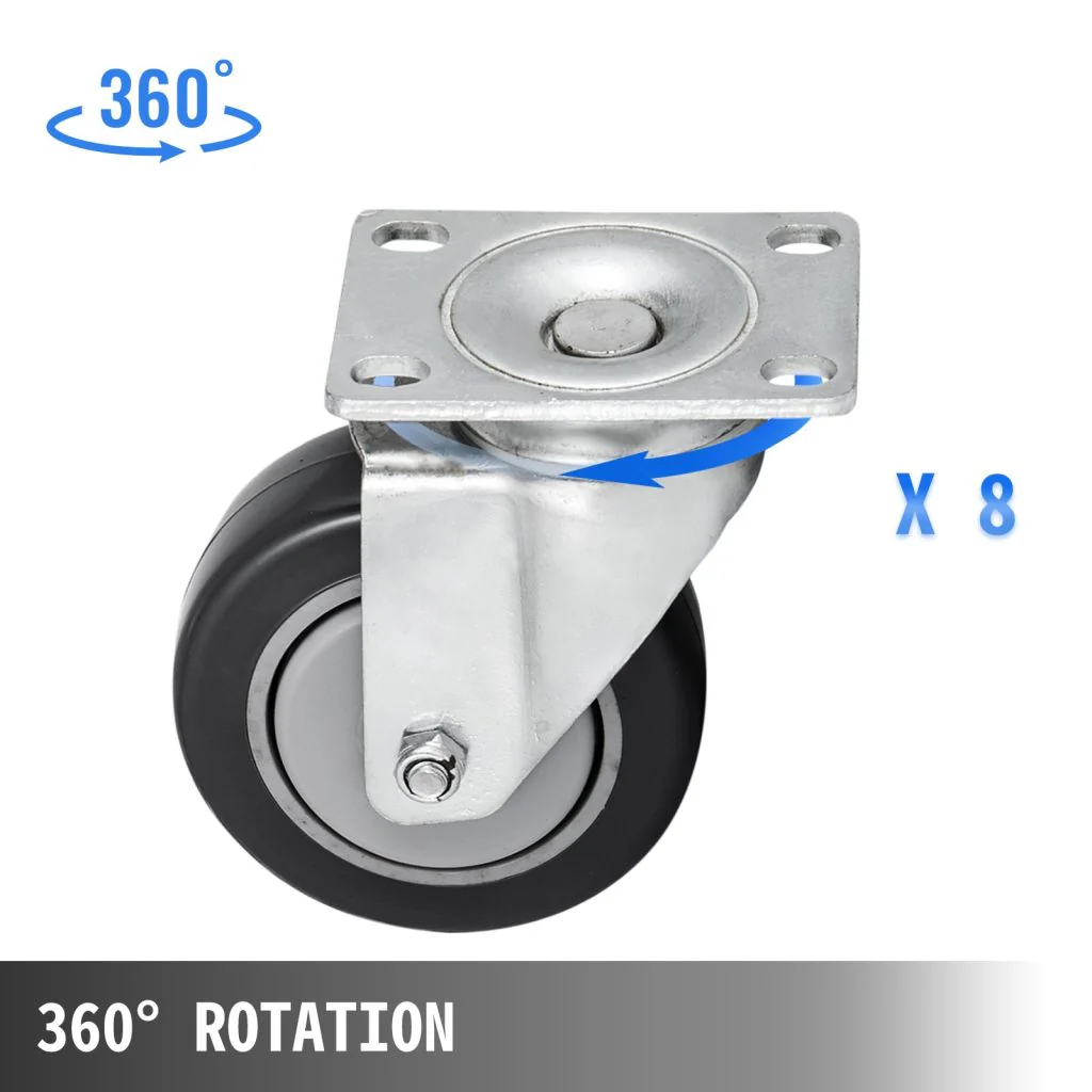 New 16-Pack 4-Inch Rubber Swivel Caster Wheels – Heavy Duty, 360° Rotation, Smooth & Silent Rollers 523668 - Image 4