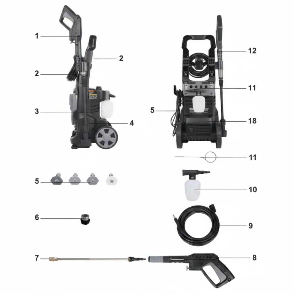 1600 PSI Electric Pressure Washer – 1700W Compact & Portable Cleaner SECP1600 - Image 2
