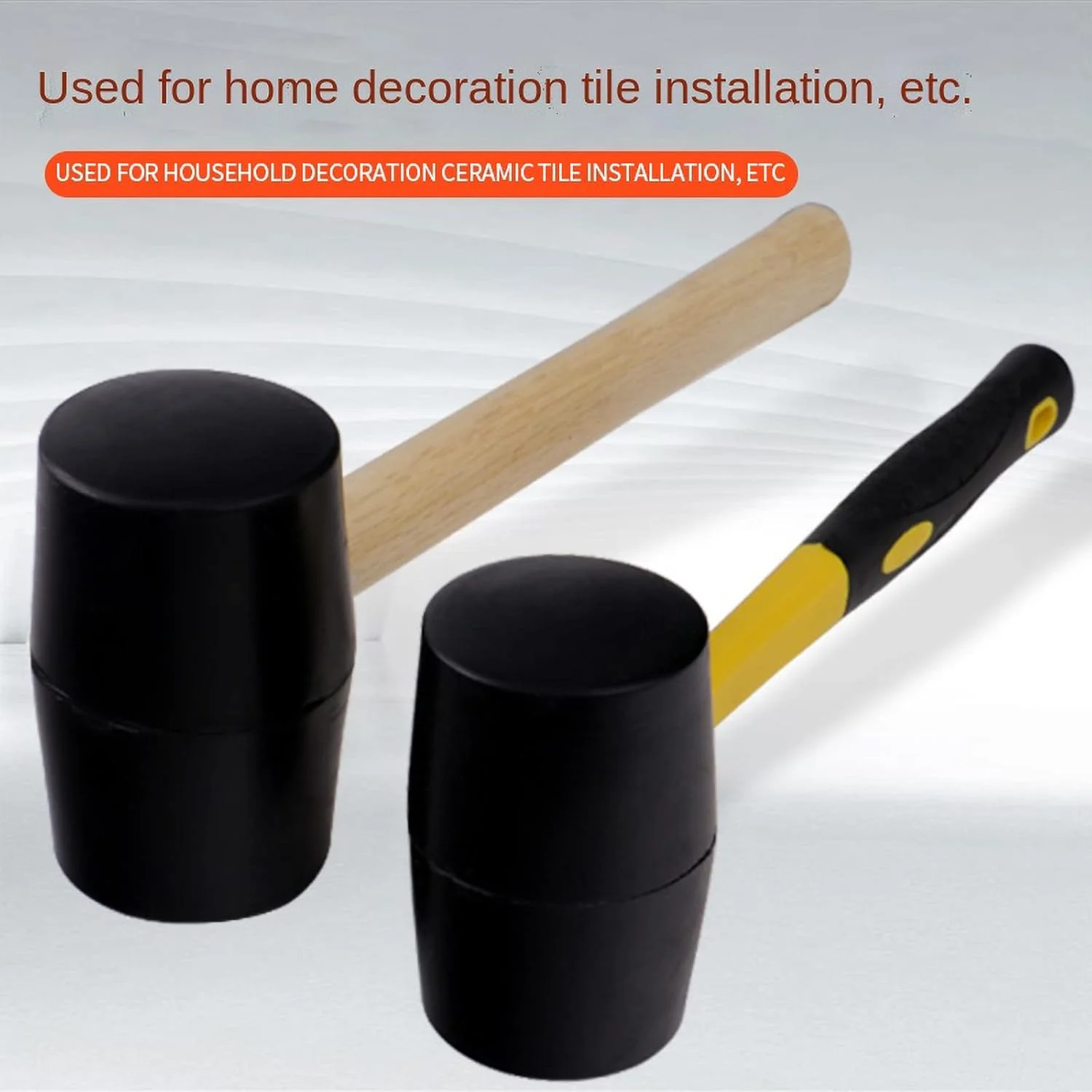 16 oz Rubber Mallet Hammer – Non-Marring Head, Fiberglass Handle, Shock-Absorbing Grip 253034 - Image 2
