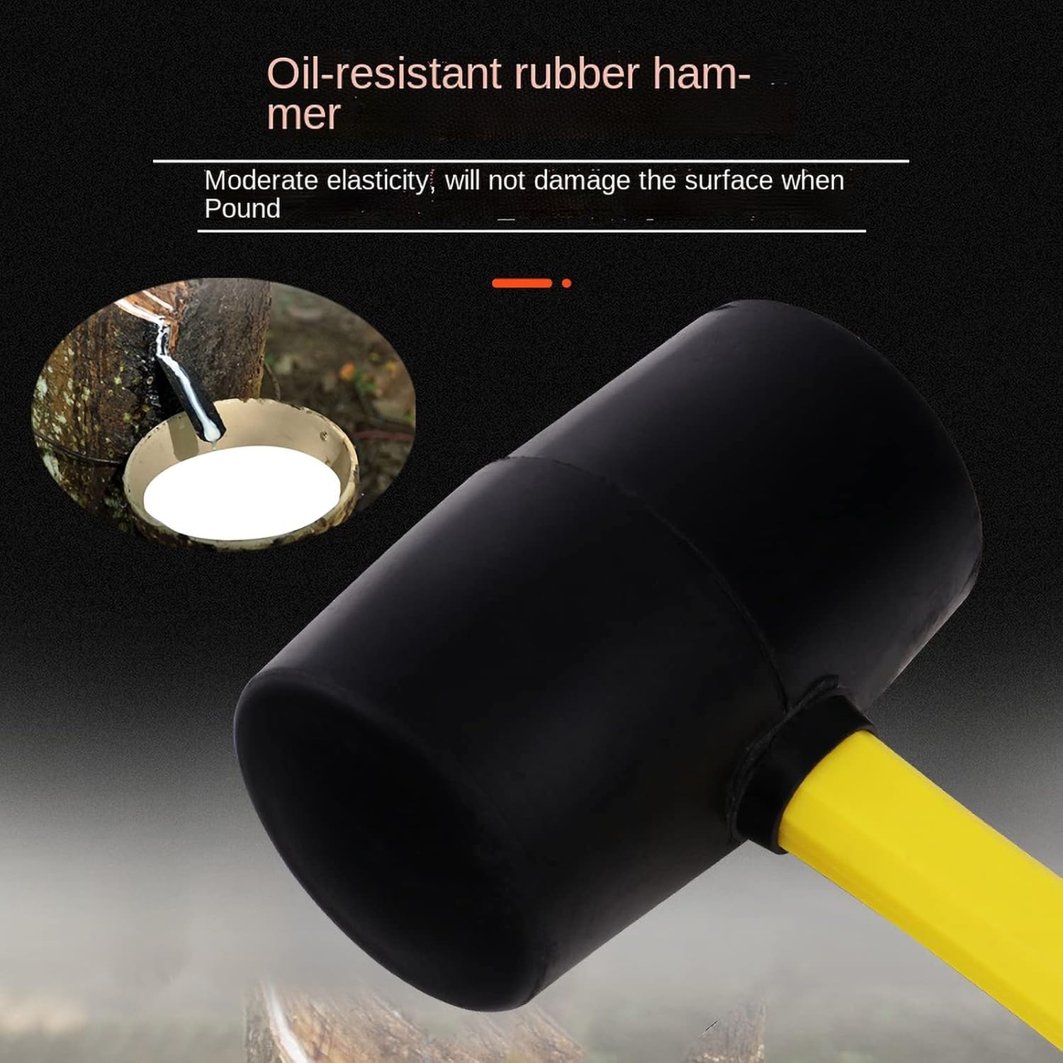 16 oz Rubber Mallet Hammer – Non-Marring Head, Fiberglass Handle, Shock-Absorbing Grip 253034 - Image 3