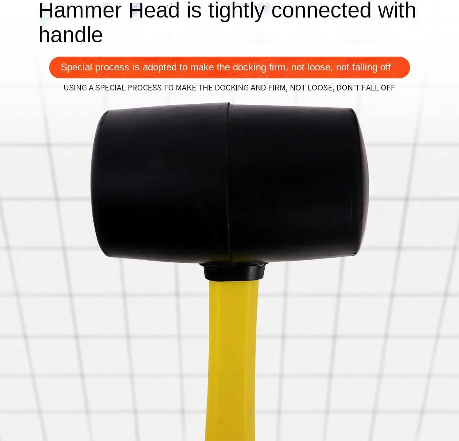 16 oz Rubber Mallet Hammer – Non-Marring Head, Fiberglass Handle, Shock-Absorbing Grip 253034 - Image 4