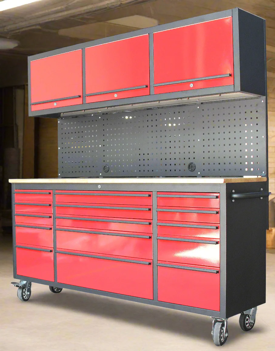 New Red 17-Drawer Rolling Tool Chest & Workbench Cabinet – Heavy-Duty Garage Storage GA7210RT