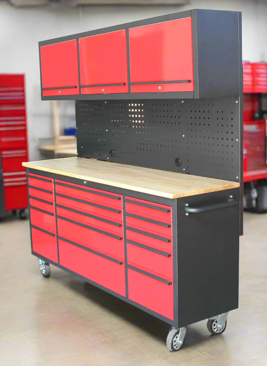 New Red 17-Drawer Rolling Tool Chest & Workbench Cabinet – Heavy-Duty Garage Storage GA7210RT - Image 6