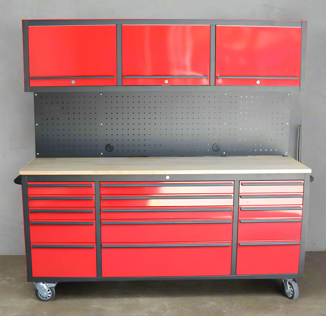 New Red 17-Drawer Rolling Tool Chest & Workbench Cabinet – Heavy-Duty Garage Storage GA7210RT - Image 7