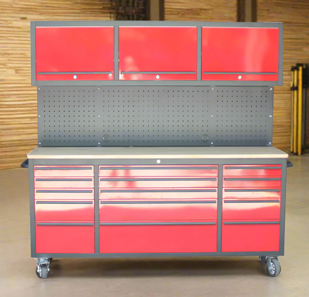 New Red 17-Drawer Rolling Tool Chest & Workbench Cabinet – Heavy-Duty Garage Storage GA7210RT - Image 8