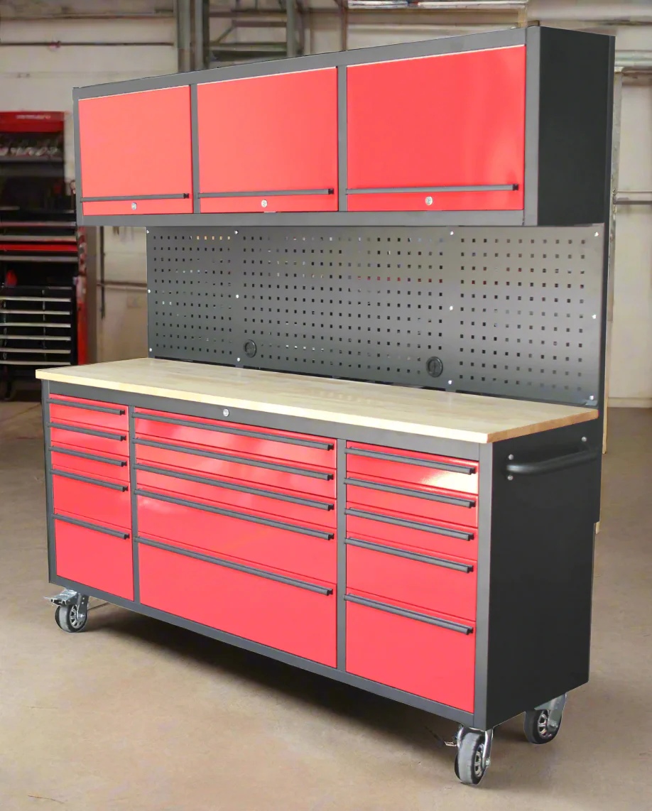 New Red 17-Drawer Rolling Tool Chest & Workbench Cabinet – Heavy-Duty Garage Storage GA7210RT - Image 9
