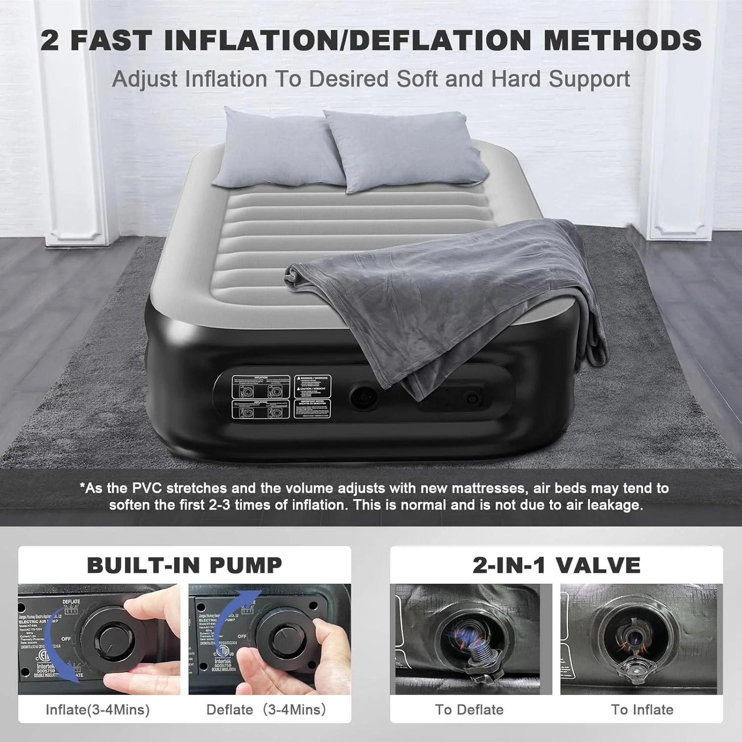 18" Twin Size Air Mattress with Built-in Electric Pump - Raised Inflatable Guest Bed for Camping & Home 129520 - Image 5
