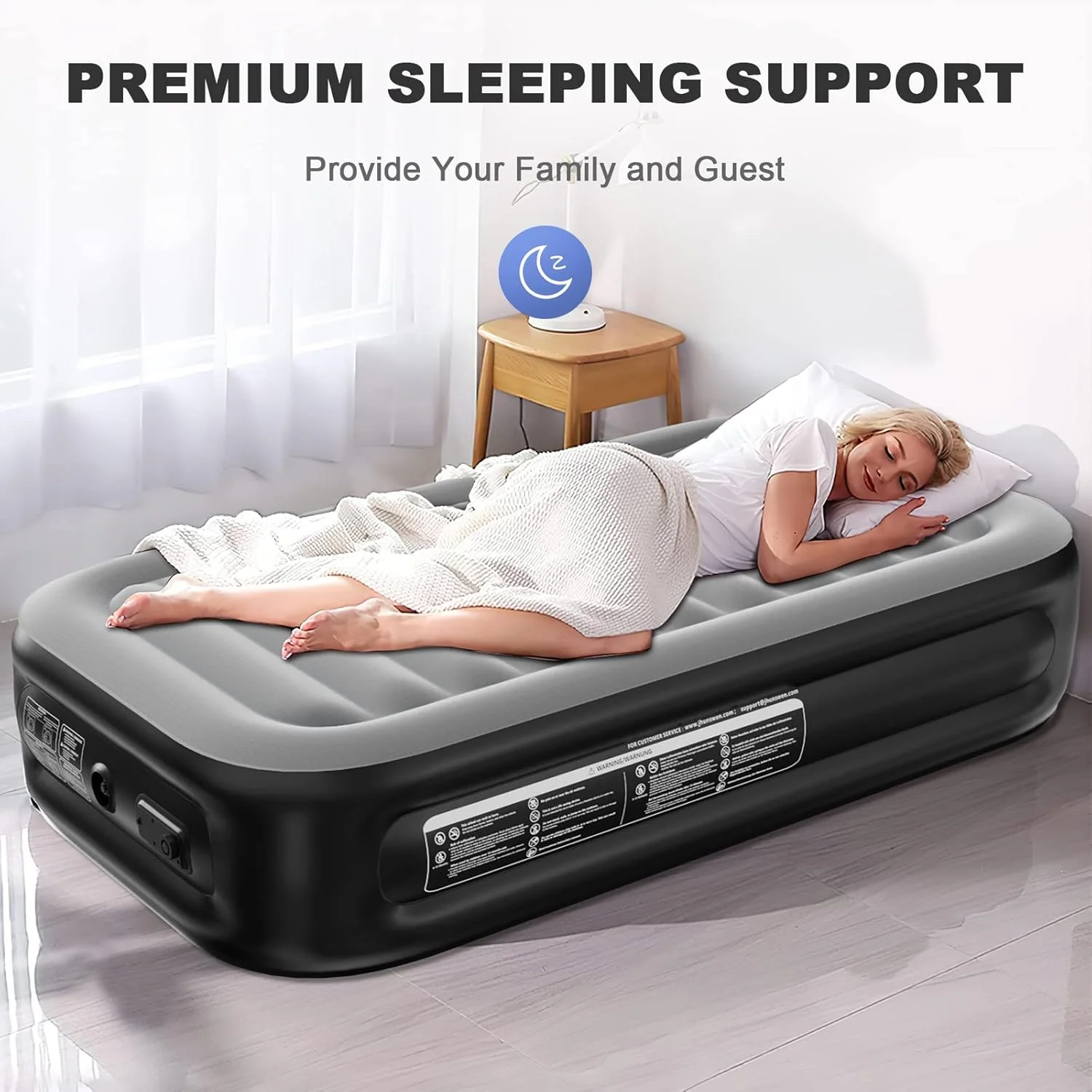 18" Twin Size Air Mattress with Built-in Electric Pump - Raised Inflatable Guest Bed for Camping & Home 129520 - Image 6