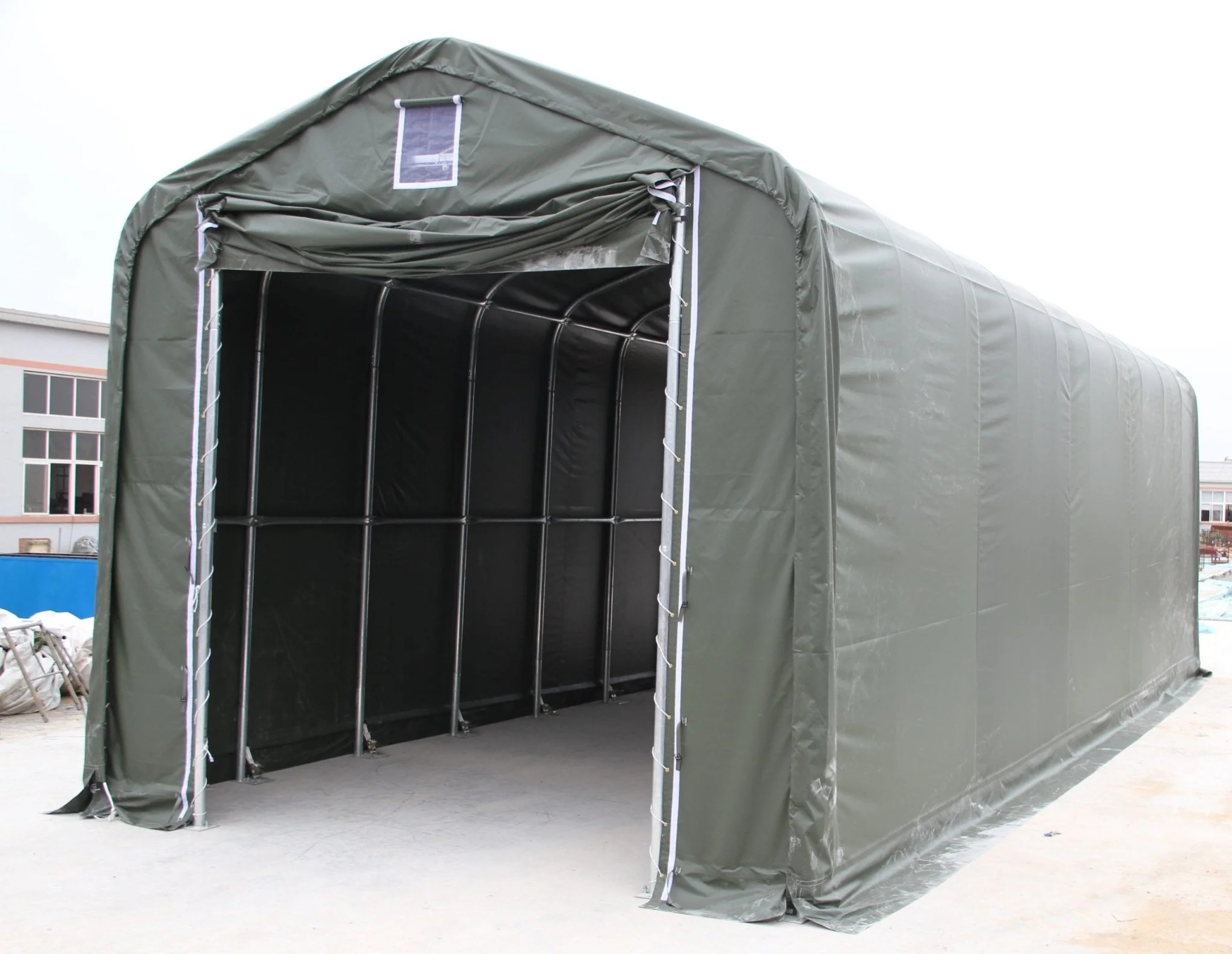 18x50x17 FT RV & Truck Fabric Storage Shelter – Heavy-Duty PVC Building 185017P