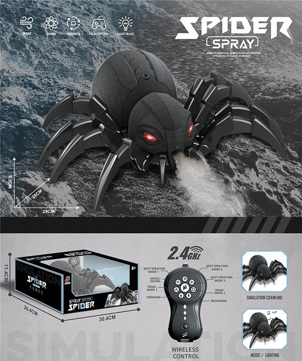 2.4G RC Spider Toy – Remote Control Spider with Lights, Music & Spray (No Battery) EPT1129036