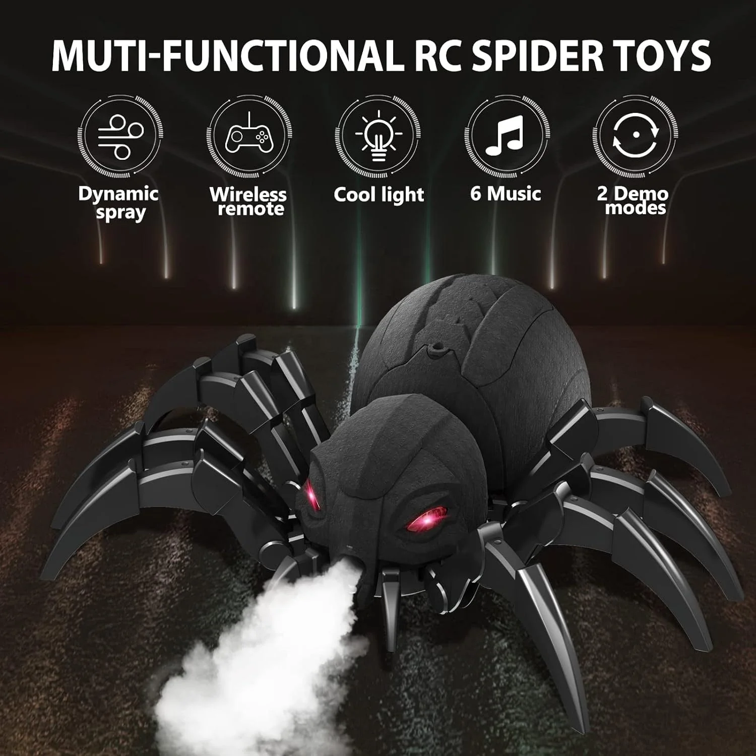 2.4G RC Spider Toy – Remote Control Spider with Lights, Music & Spray (No Battery) EPT1129036 - Image 3