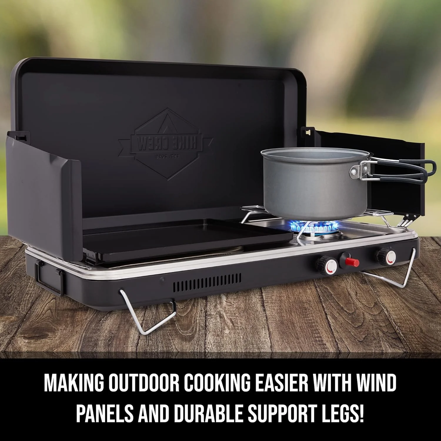 Portable 2-in-1 Propane Camping Stove – Gas Griddle & Cooktop Combo | S1273 - Image 4