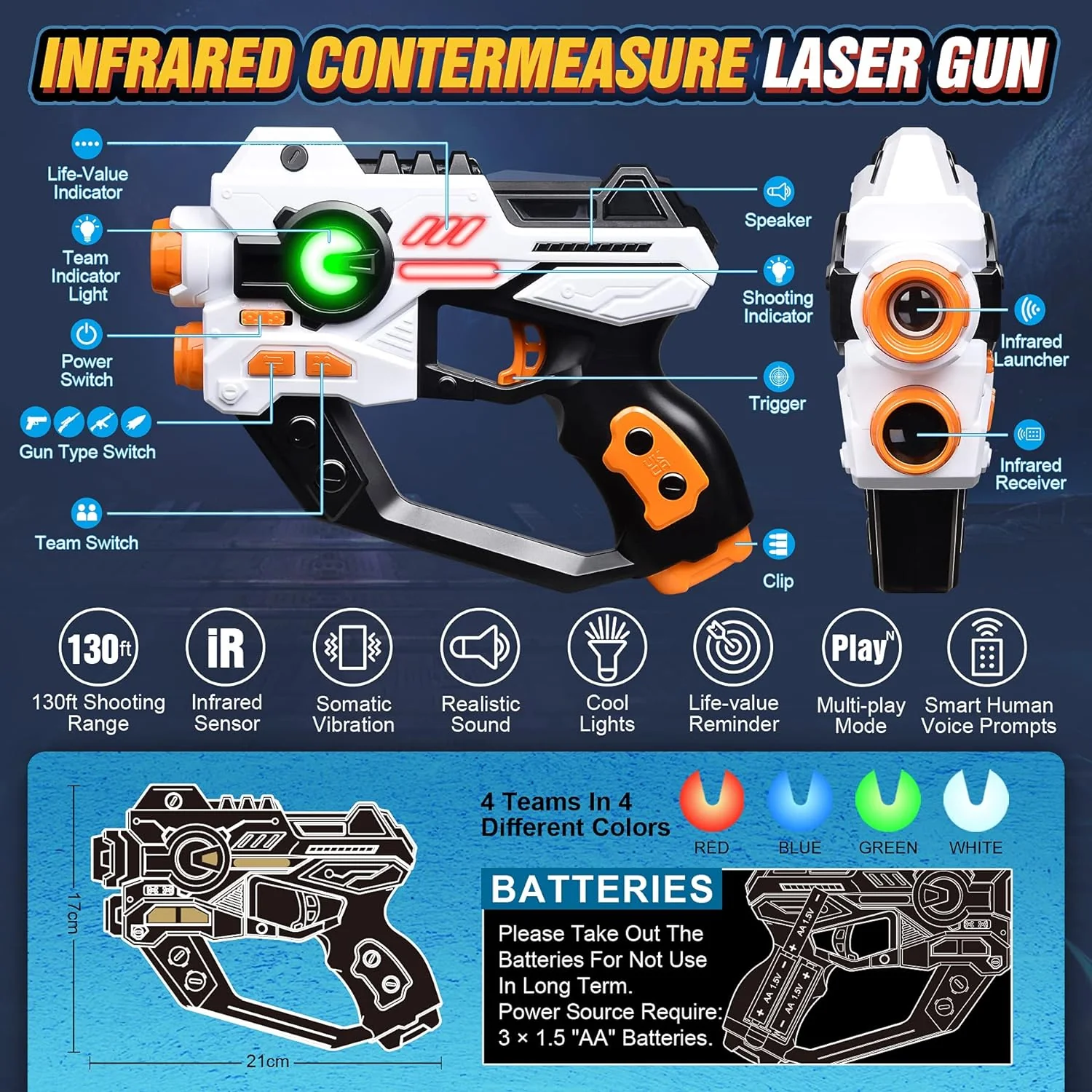 2 Pack Laser Tag Toy Gun Set with Projector Target Infrared Blaster Game CPS291842 - Image 2