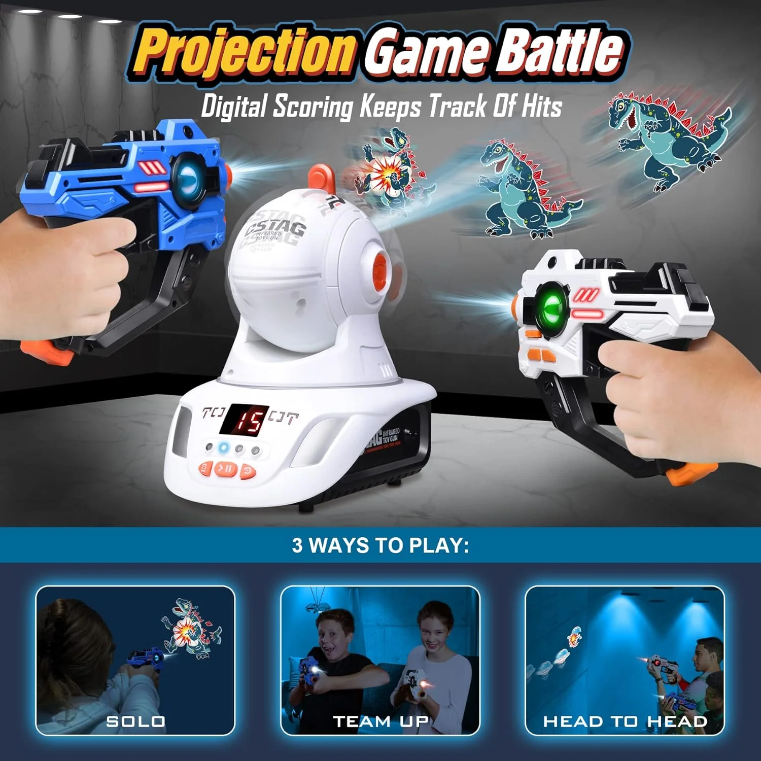 2 Pack Laser Tag Toy Gun Set with Projector Target Infrared Blaster Game CPS291842 - Image 6