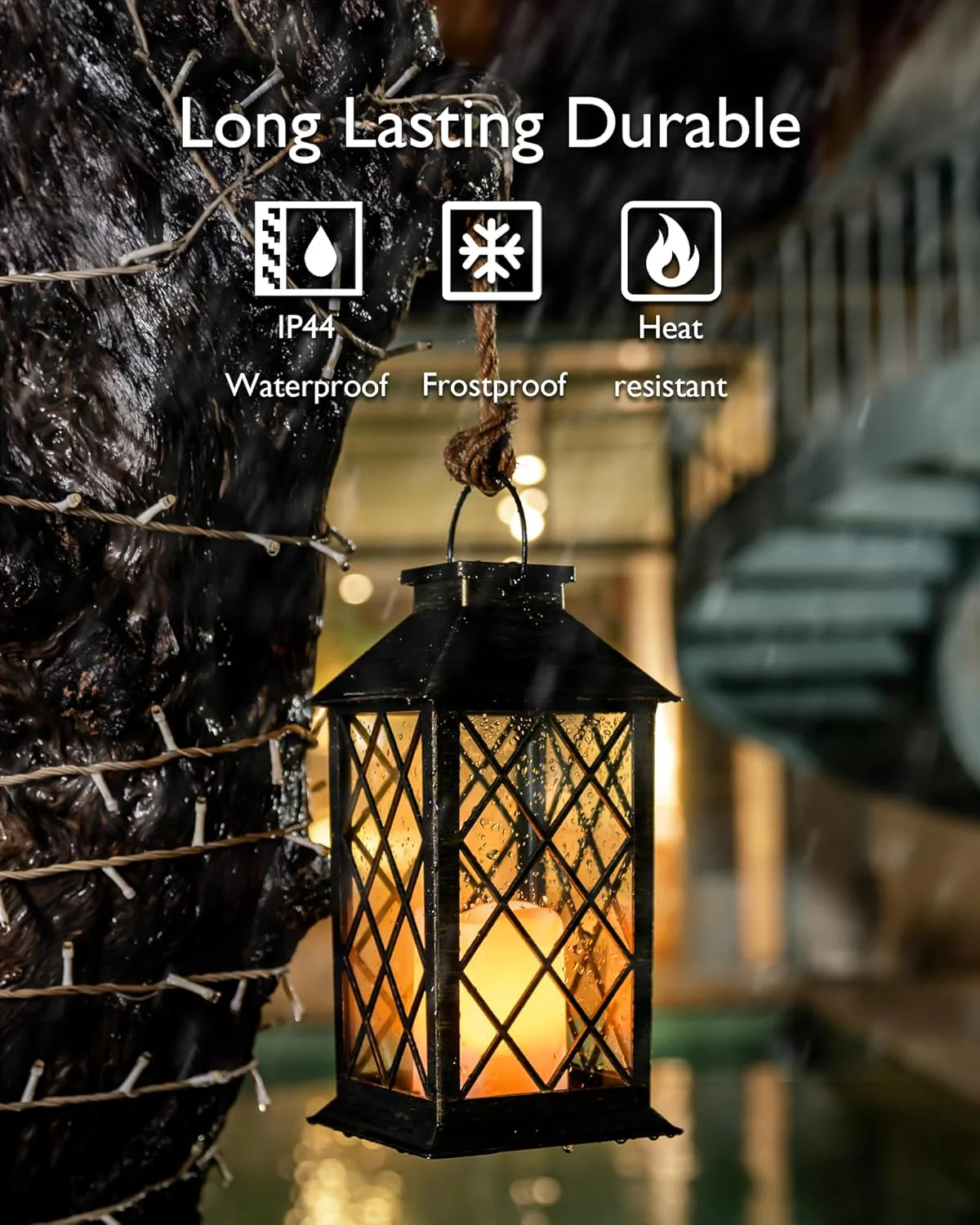 2-Pack Solar Lanterns with Flickering Flameless LED Candle, Waterproof Hanging Outdoor Solar Lights with Handle 5284L - Image 7