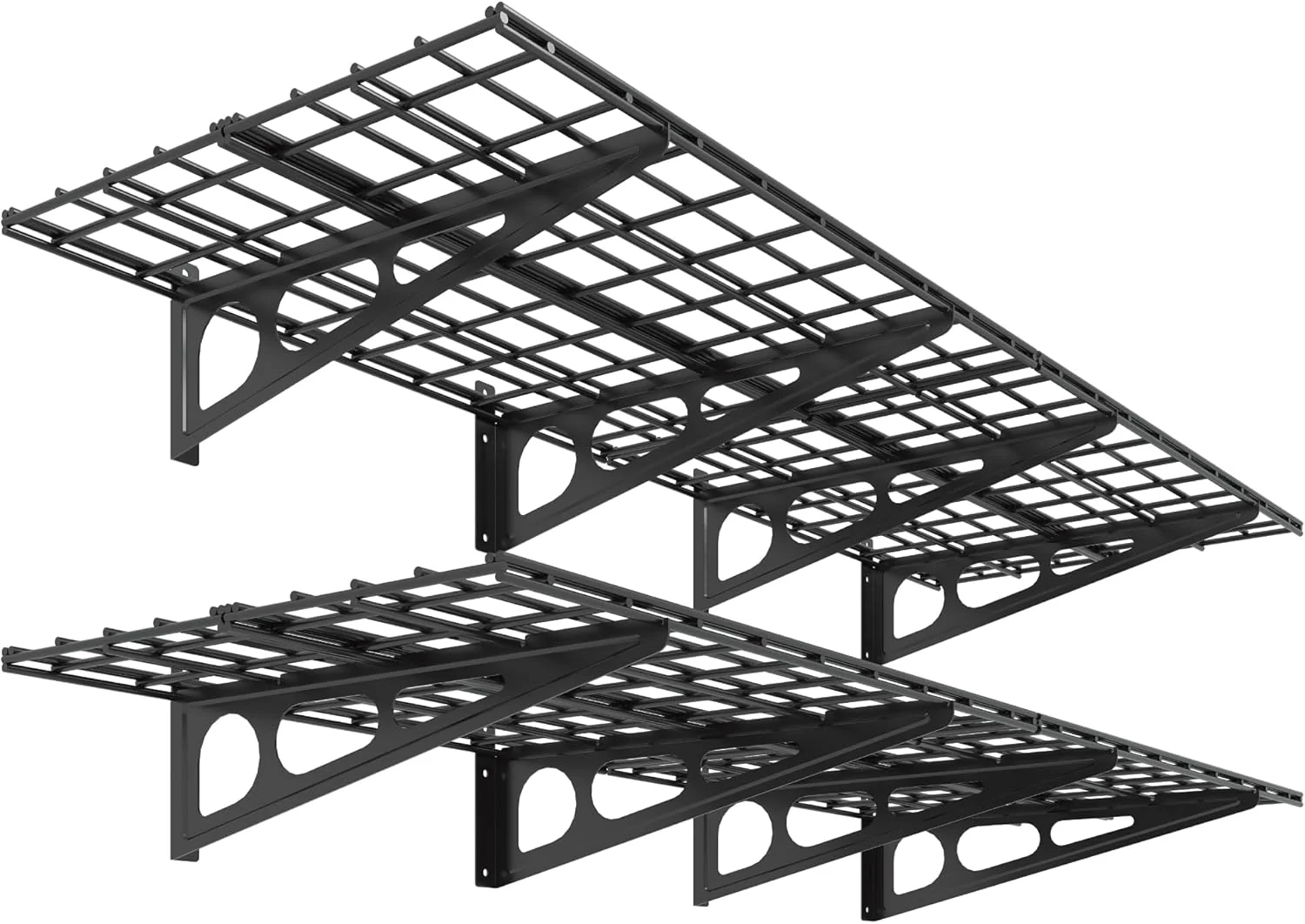 2 Pack Wall Mounted Garage Shelving Heavy Duty Steel Storage Rack SRSeries