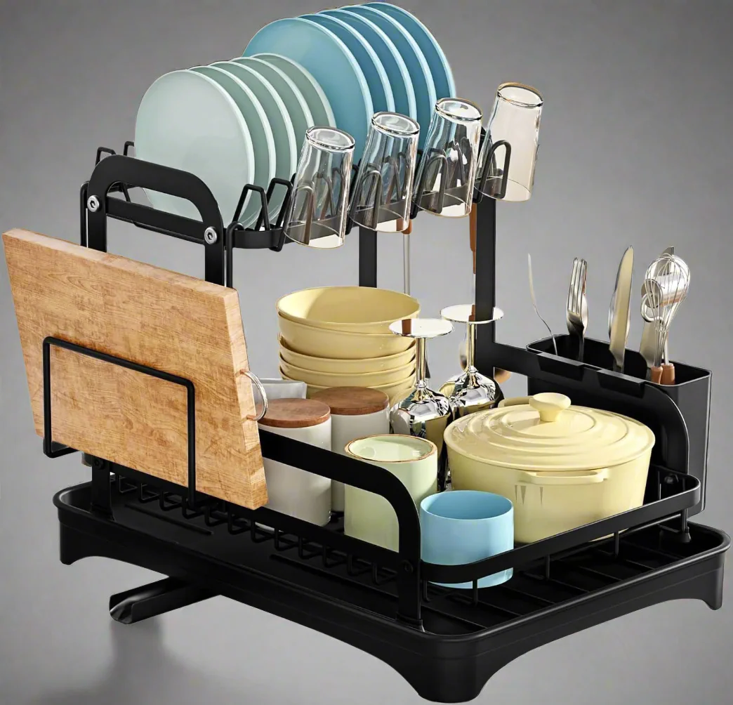 2-Tier Multipurpose Dish Rack with Drainboard – Space-Saving Kitchen Organizer | S1309