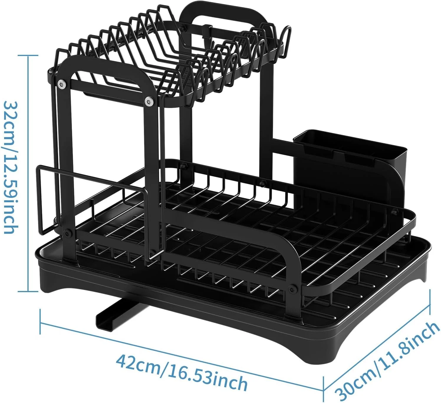 2-Tier Multipurpose Dish Rack with Drainboard – Space-Saving Kitchen Organizer | S1309 - Image 2