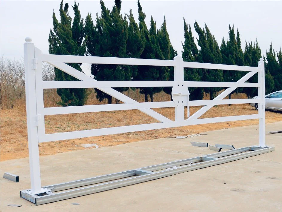 20 FT Farm Driveway Gate White– Heavy-Duty Wrought Iron Entry Gate Model TM18NCW - Image 3