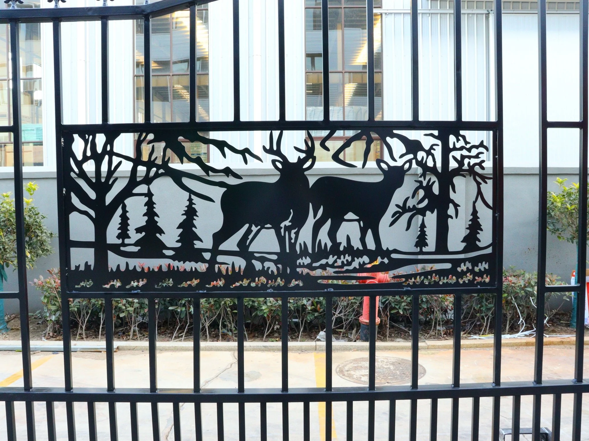 20 FT Heavy-Duty Steel Driveway Gate with Square Deer Artwork – Black Dual Swing Farm & Ranch Gate Kit SU20SQ - Image 5
