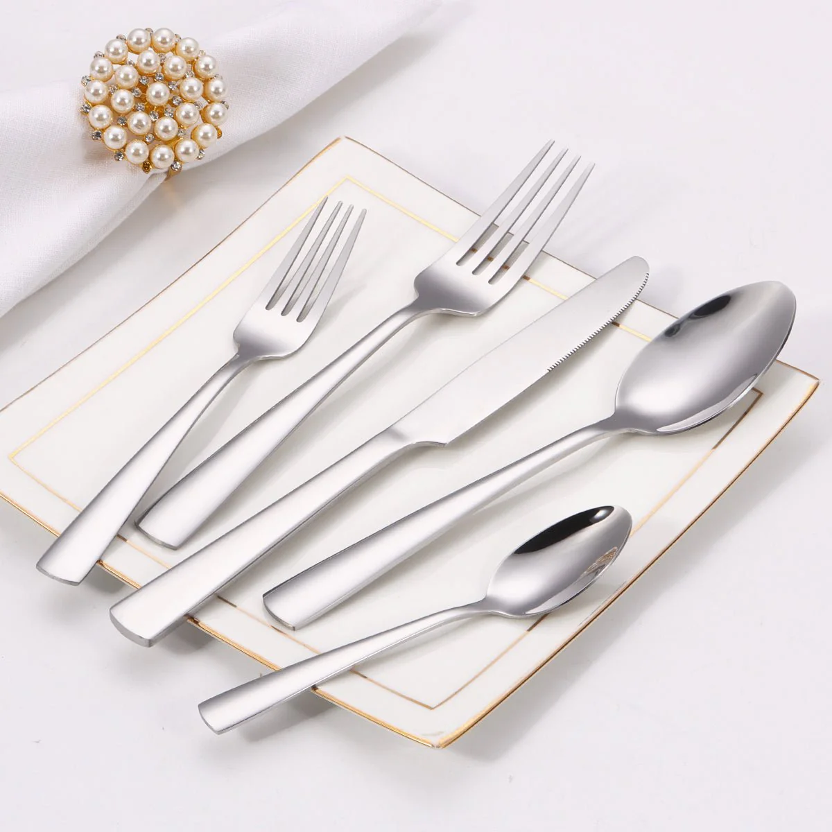 20-Piece Stainless Steel Flatware Set Mirror Finish 18/0 Cutlery Service for 4 TD1258 - Image 2
