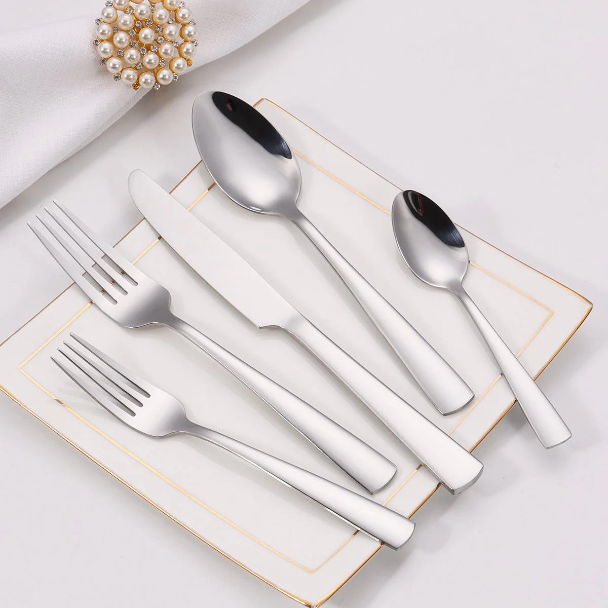20-Piece Stainless Steel Flatware Set Mirror Finish 18/0 Cutlery Service for 4 TD1258 - Image 4