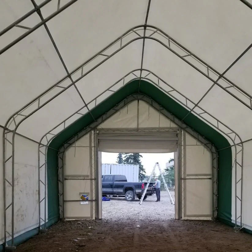 20 Ft Double Truss Fabric Shelter – Heavy-Duty PVC Industrial Storage Tent - Image 12