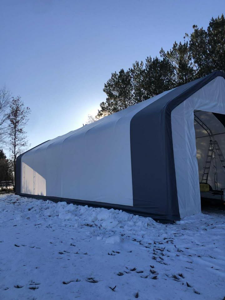 20 Ft Double Truss Fabric Shelter – Heavy-Duty PVC Industrial Storage Tent - Image 6