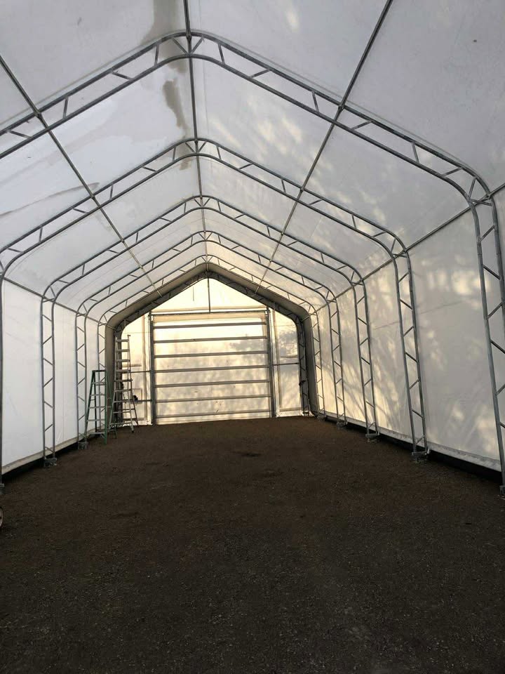 20 Ft Double Truss Fabric Shelter – Heavy-Duty PVC Industrial Storage Tent - Image 7
