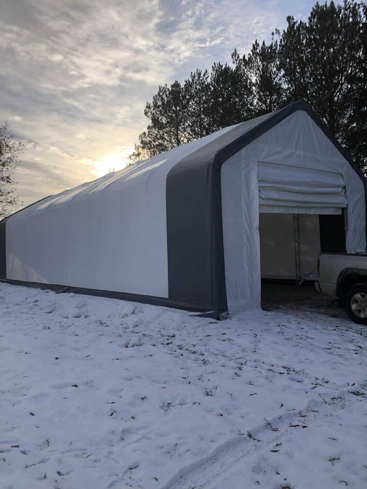 20 Ft Double Truss Fabric Shelter – Heavy-Duty PVC Industrial Storage Tent - Image 9