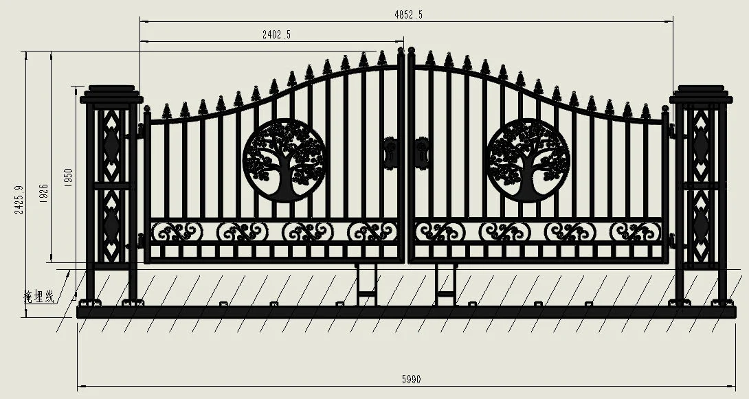 20FT Metal Farm Gate Kit Driveway Entry Design Dual-Swing Gate Kit – Tree of Life Artwork SU24TL - Image 10