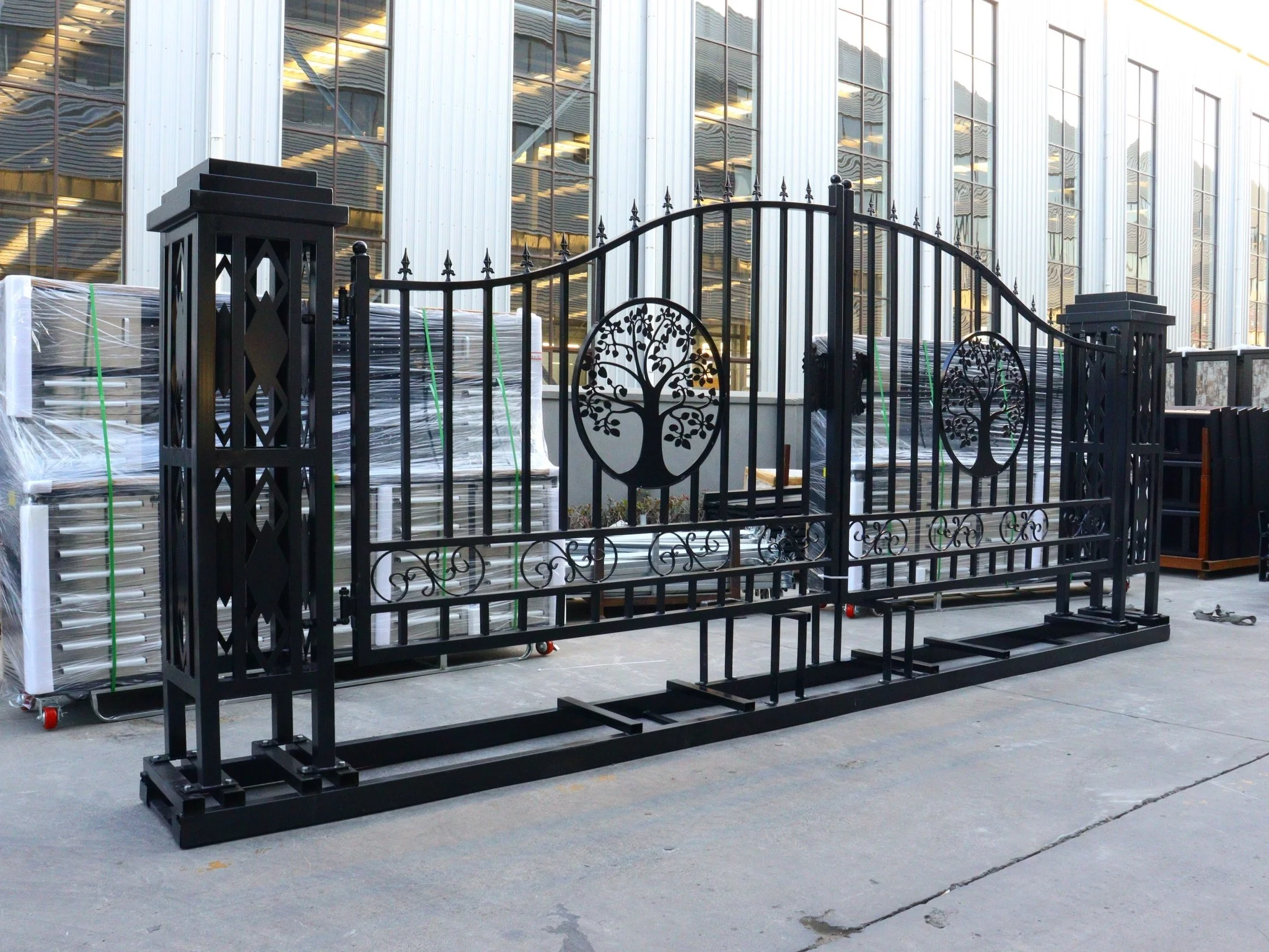 20FT Metal Farm Gate Kit Driveway Entry Design Dual-Swing Gate Kit – Tree of Life Artwork SU24TL - Image 4