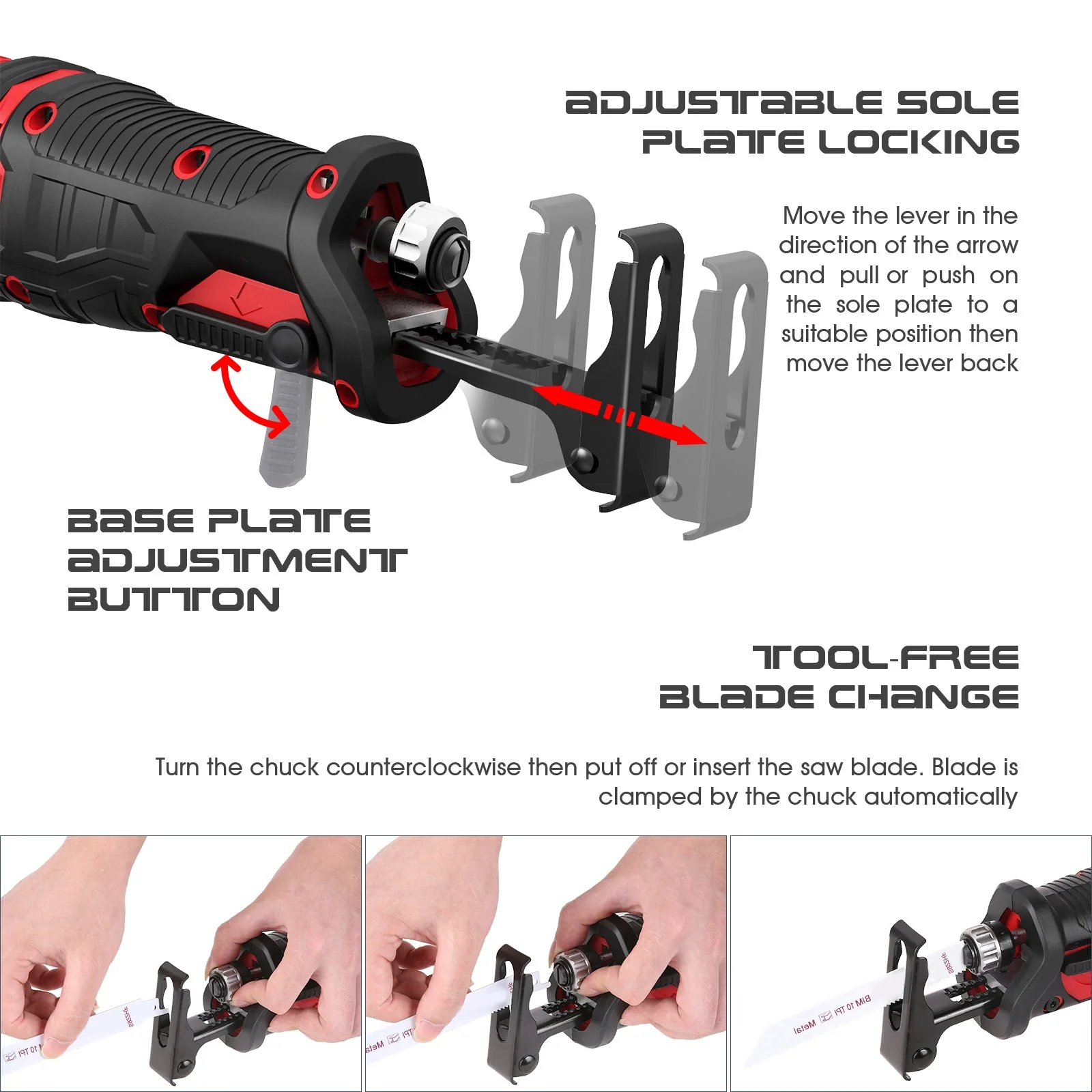 20V Cordless Reciprocating Saw with Battery & Charger – Electric Saw for Wood & Metal Cutting RS20V01 - Image 2