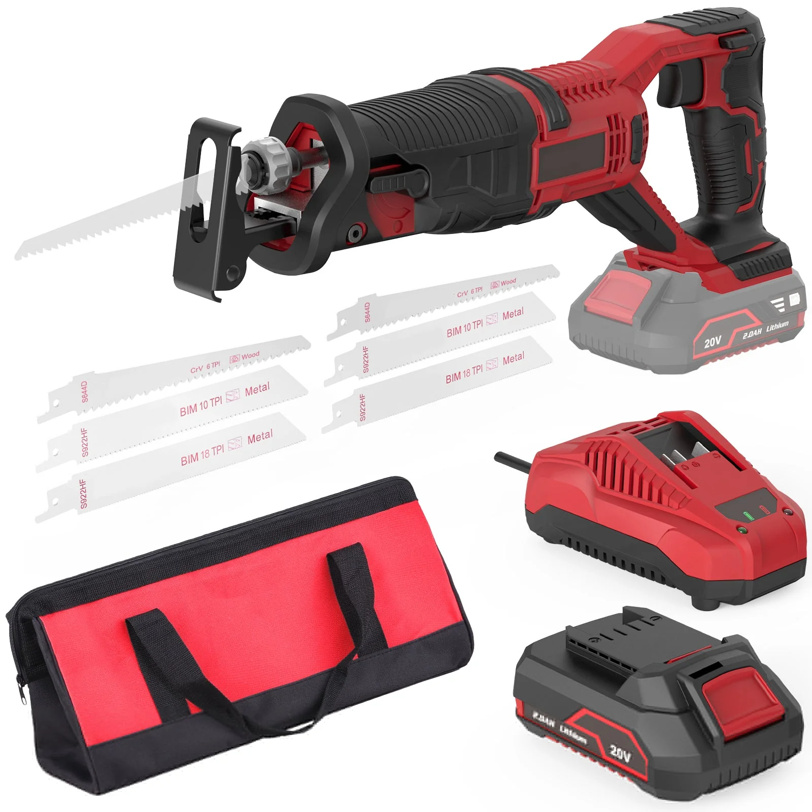 20V Cordless Reciprocating Saw with Battery & Charger – Electric Saw for Wood & Metal Cutting RS20V01 - Image 4