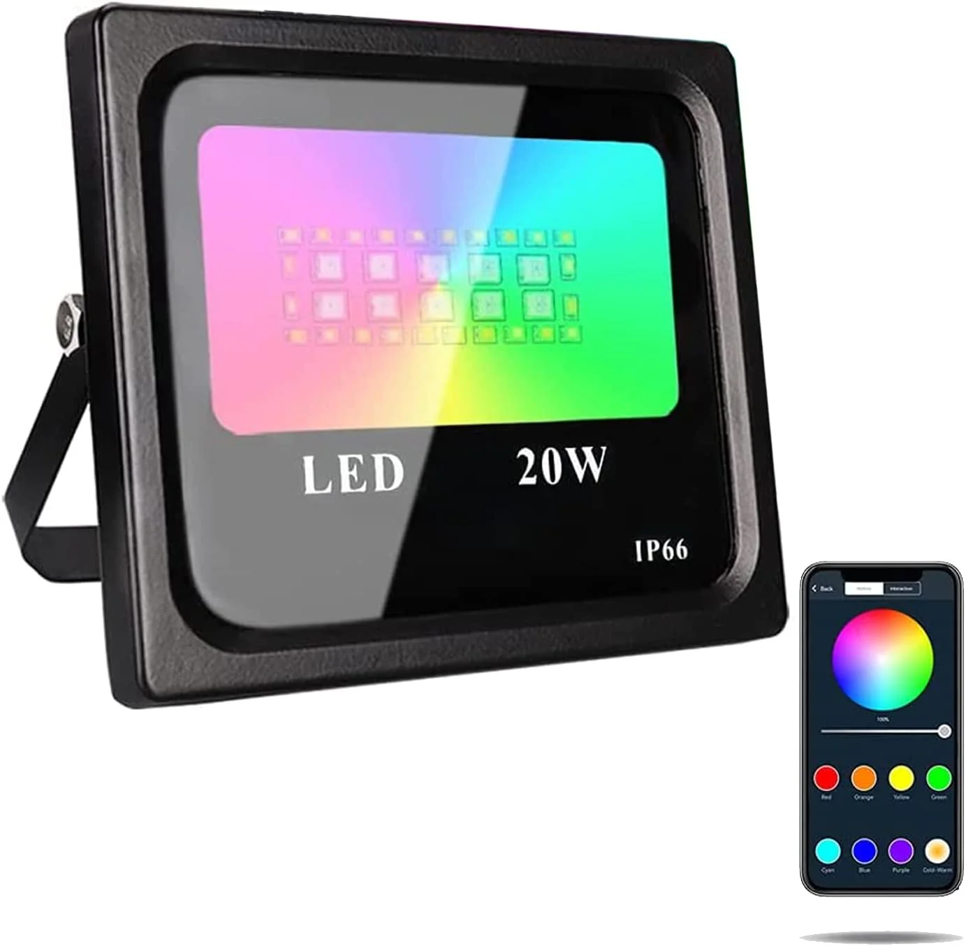 20W Bluetooth RGB LED Flood Light – APP Control, IP66 Waterproof 820WFL